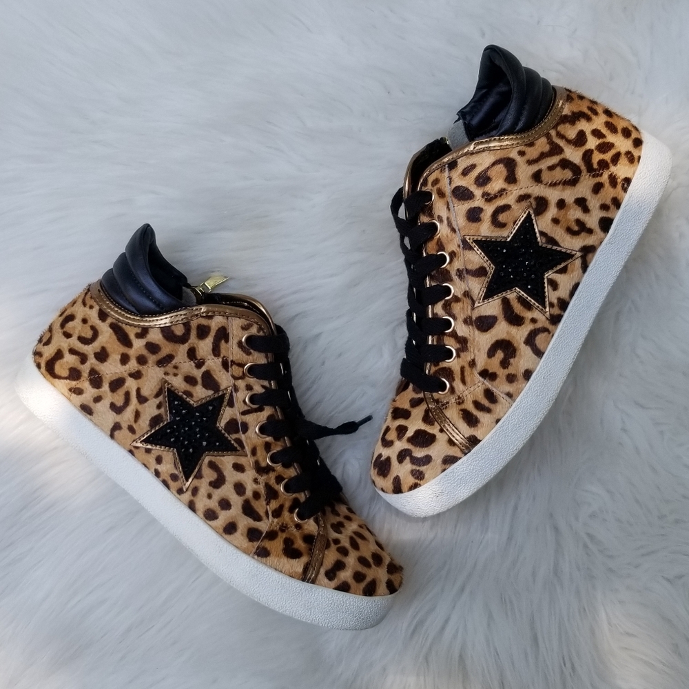 Steve Madden Savior Calf Hair Leopard Sneakers